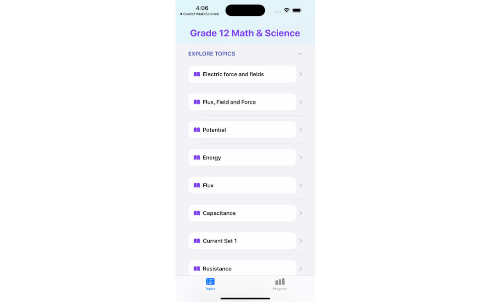Grade 12 Math & Science iPhone educational apps